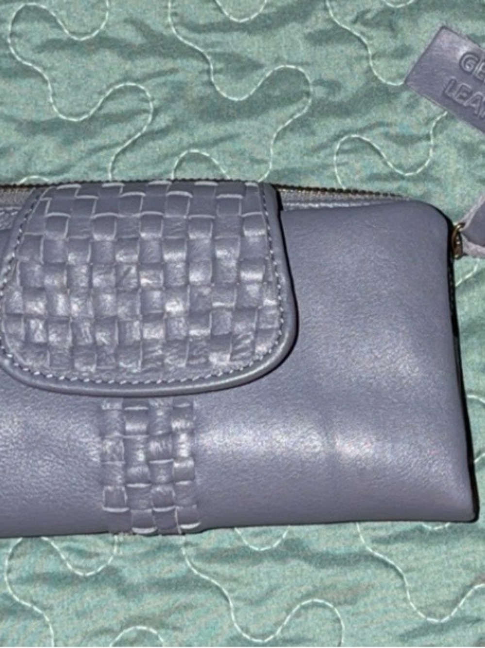 Woven Accent Leather Wallet - Gray
